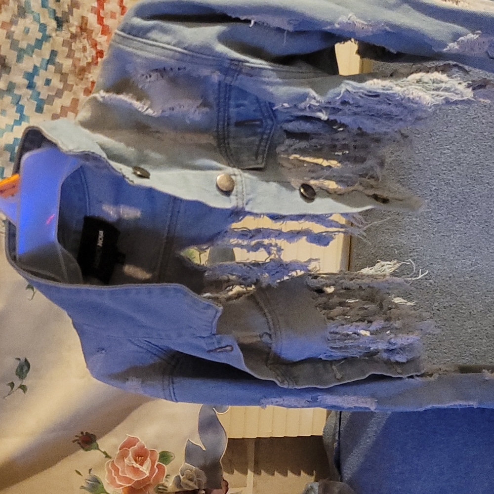Fashion nova ripped jean jacket
